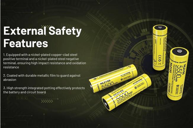 Image pour Nitecore NL2155 21700 batterie Li-ion rechargeable, 5500 mAh