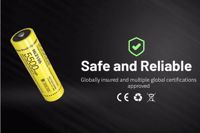 Image pour Nitecore NL2155 21700 batterie Li-ion rechargeable, 5500 mAh