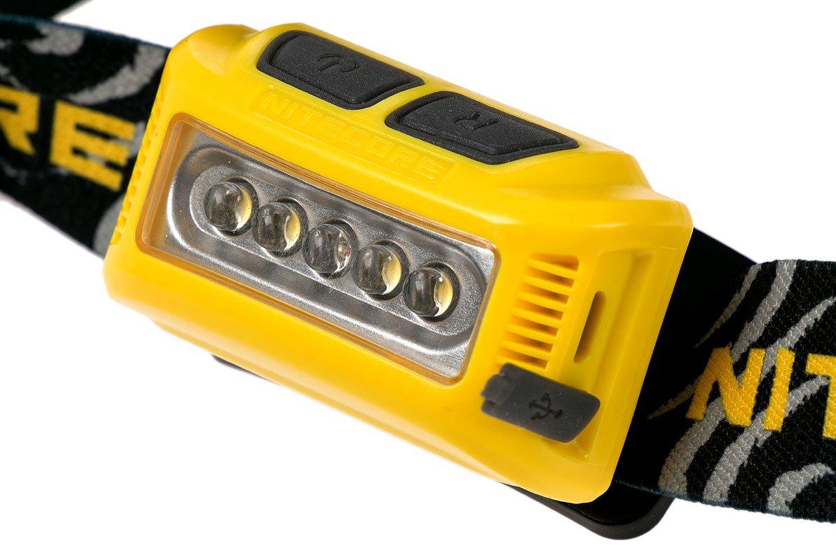 NiteCore NU10 lightweight rechargeable head torch, yellow