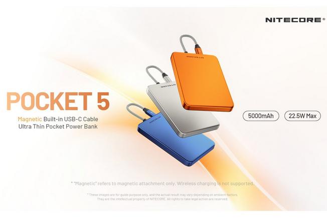 Image for Nitecore POCKET 5 Magnetic Ultra Thin Power Bank, Alloy Orange, power bank, 5000mAh