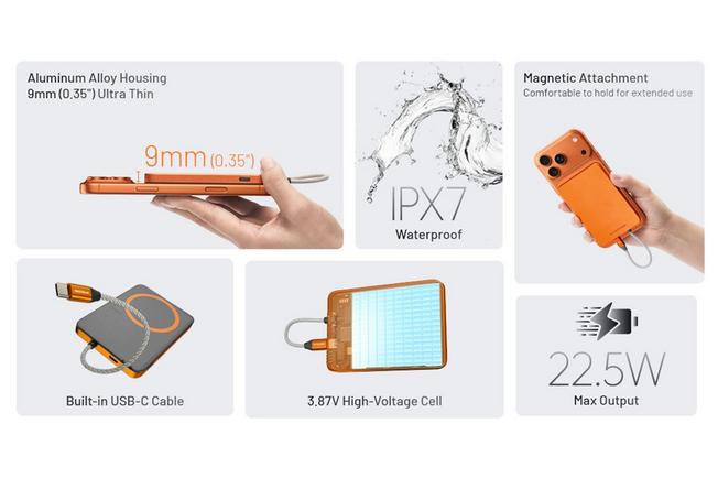 Image for Nitecore POCKET 5 Magnetic Ultra Thin Power Bank, Alloy Orange, power bank, 5000mAh