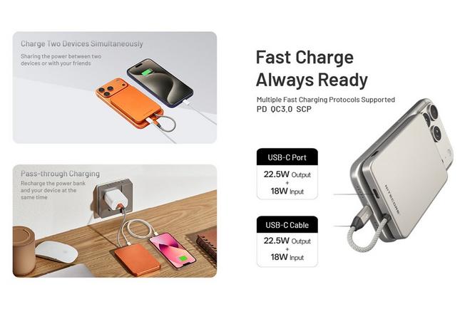 Image for Nitecore POCKET 5 Magnetic Ultra Thin Power Bank, Alloy Orange, power bank, 5000mAh