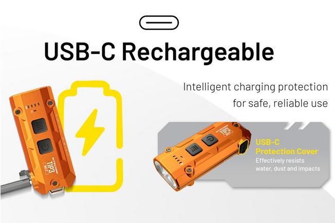 Image pour Nitecore TIP3 Alloy Orange, lampe de poche porte-clé rechargeable, 720 lumens
