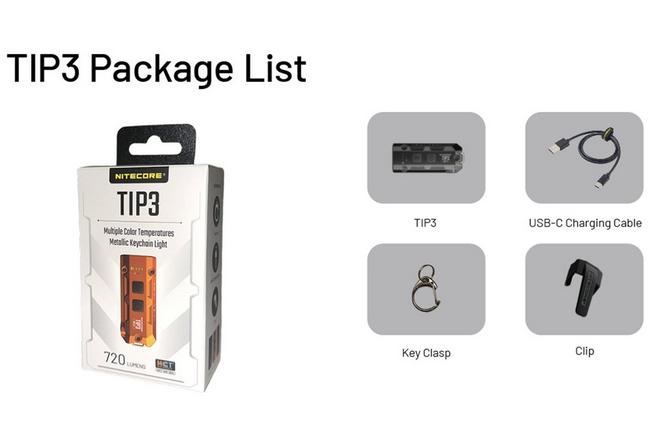 Image pour Nitecore TIP3 Classic Black, lampe de poche porte-clé rechargeable, 720 lumens