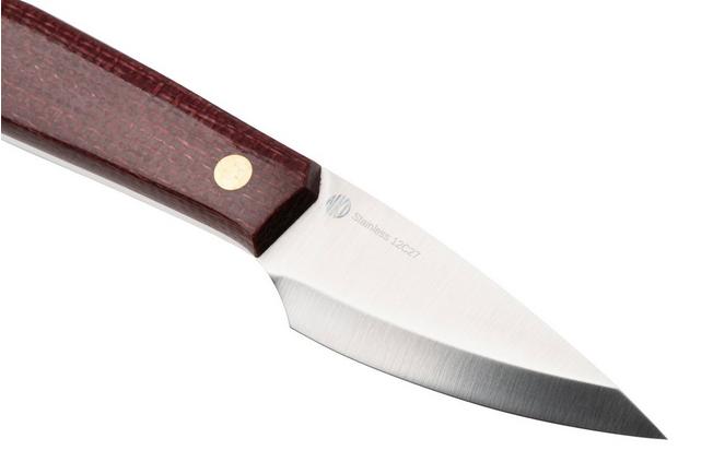 Bild für Nordic Knife Design Kiridashi 2045 Satin 12C27, Plum Micarta, Fahrtenmesser