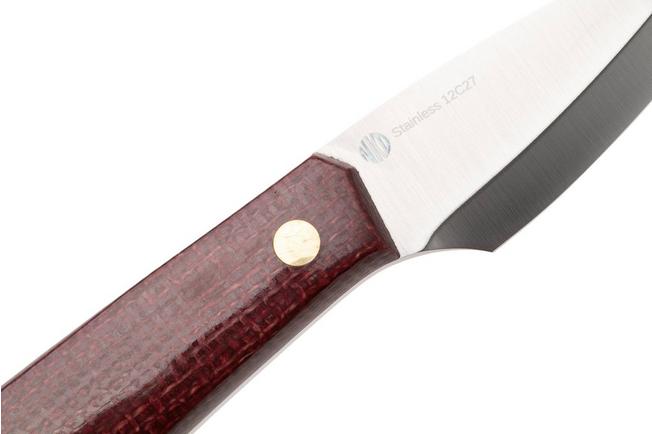 Bild für Nordic Knife Design Kiridashi 2045 Satin 12C27, Plum Micarta, Fahrtenmesser
