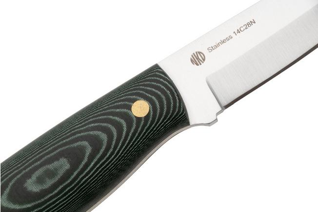 Afbeelding voor Nordic Knife Design Visent 100 2050 Satin 14C28N, Green Micarta, vaststaand mes