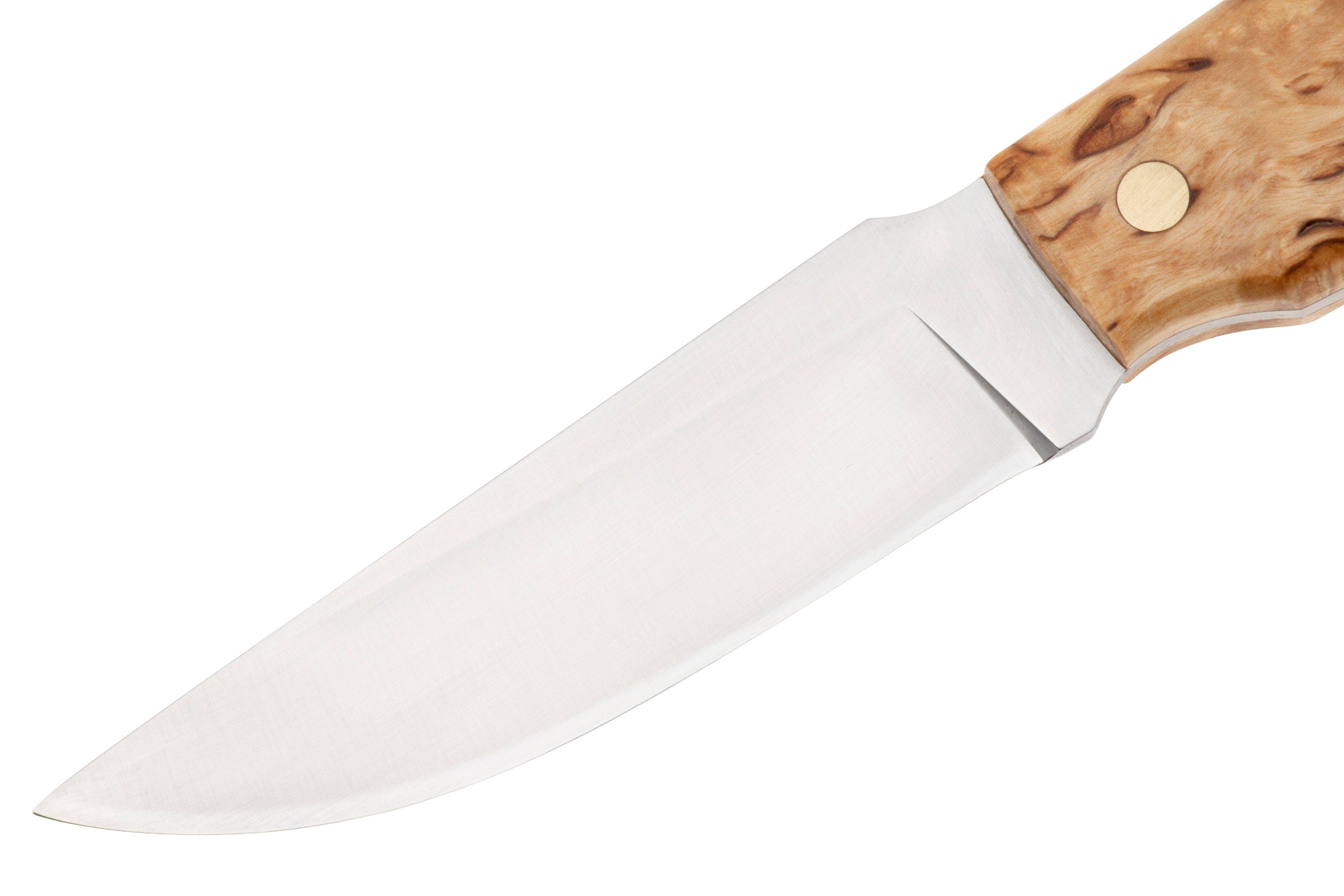 Nordic Knife Design Otter 2055, Satin 14C28N, Curly Birch, fixed