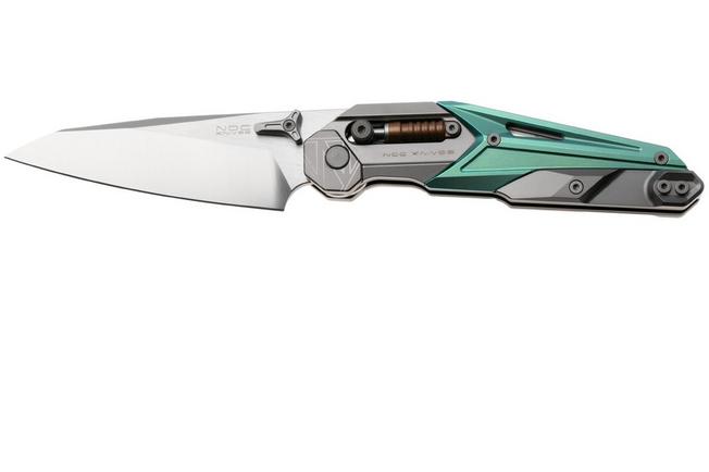 Afbeelding voor NOC Knives MT-33, MT-3328 Satin Böhler M390, Green Grey Titanium zakmes