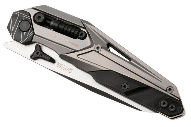 Afbeelding voor NOC Knives MT-33, MT-3329 Satin Böhler M390, Black Grey Titanium zakmes