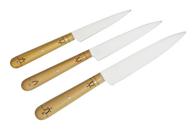 Nontron Traditional Set of 3 Kitchen knives, T3OFRBU 3-piece knife set