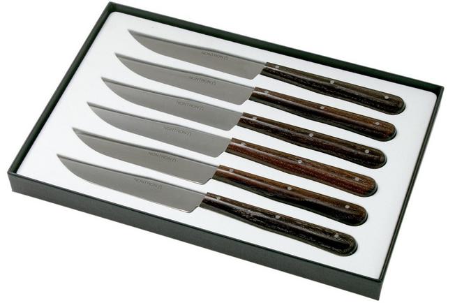 Cuchillos de mesa para carne mango de madera 6 piezas