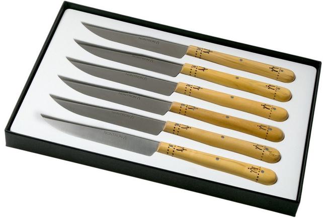 Cuchillos de mesa para carne mango de madera 6 piezas
