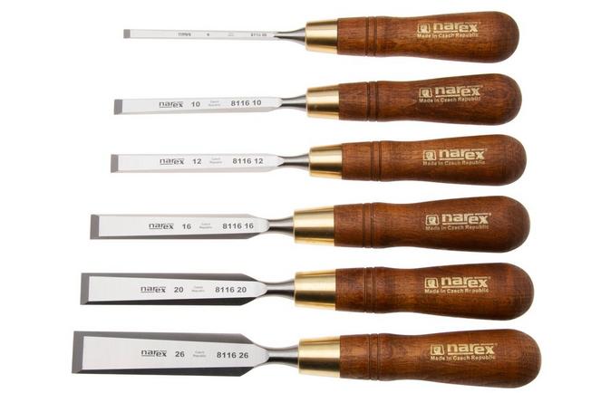 Afbeelding voor Narex Wood Line Plus Premium Bevel Edge Chisel Set 853200, beitelset, 6-delig (6-10-12-16-20-26 mm)