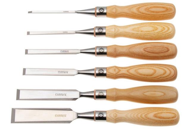 Afbeelding voor Narex Richter Premium Bevel Edge Chisel Set 863851, beitelset in gereedschapsrol, 6-delig (3-6-10-12-19-26 mm)