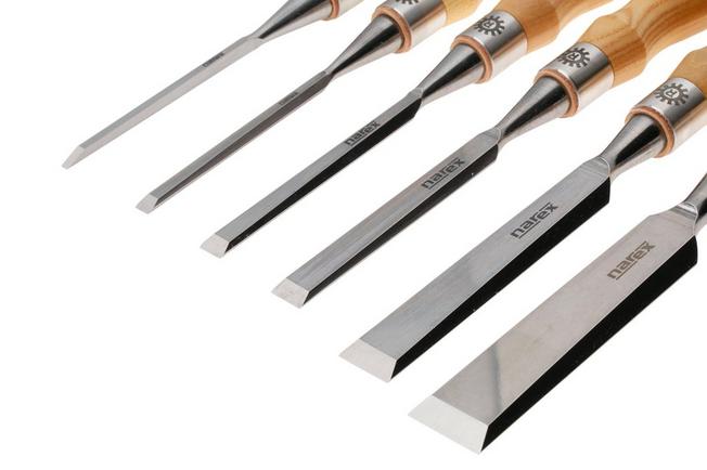 Afbeelding voor Narex Richter Premium Bevel Edge Chisel Set 863851, beitelset in gereedschapsrol, 6-delig (3-6-10-12-19-26 mm)