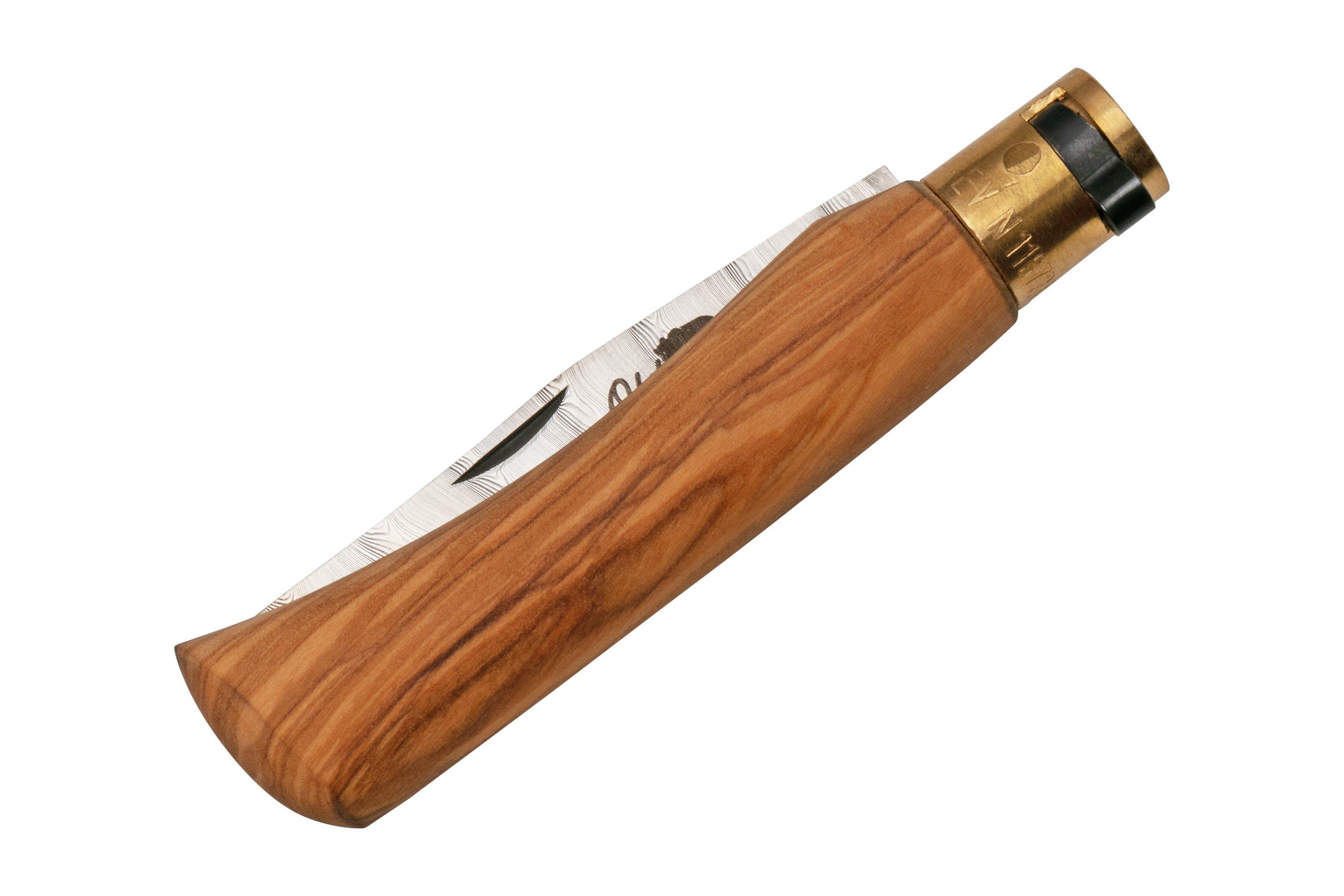 Old Bear Collection Damascus Olive Taschenmesser – Unisex, 19 Cm Gesamtlänge, Olivenholz-Griff