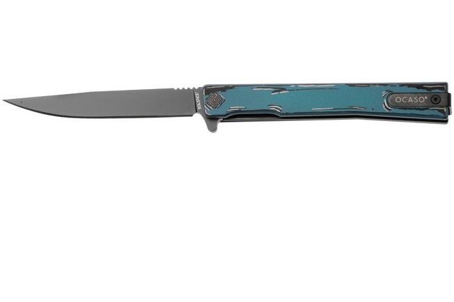 Afbeelding voor Ocaso Solstice 10CSB, Black CPM S35VN, Blue Cel Shaded Titanium zakmes, Andrew Demko design