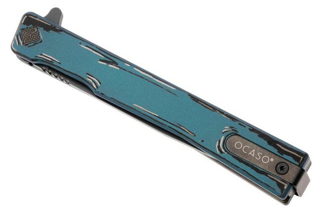 Afbeelding voor Ocaso Solstice 10CSB, Black CPM S35VN, Blue Cel Shaded Titanium zakmes, Andrew Demko design