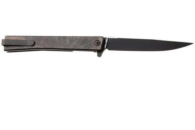 Afbeelding voor Ocaso Solstice 10ETB Black CPM S35VN, Topo Engraved Black Titanium, zakmes, Andrew Demko design