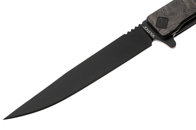 Afbeelding voor Ocaso Solstice 10ETB Black CPM S35VN, Topo Engraved Black Titanium, zakmes, Andrew Demko design