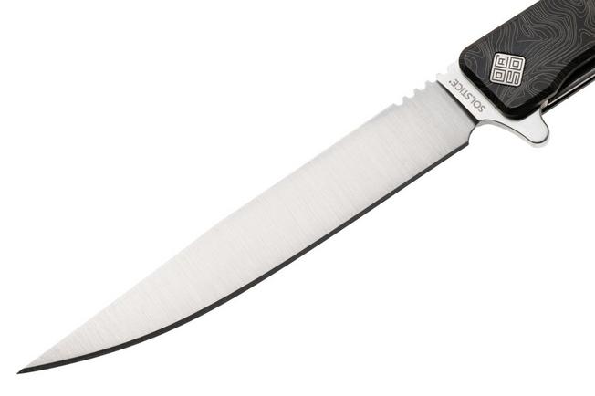 Afbeelding voor Ocaso Solstice 10ETS Satin CPM S35VN, Topo Engraved Grey Titanium, zakmes, Andrew Demko design