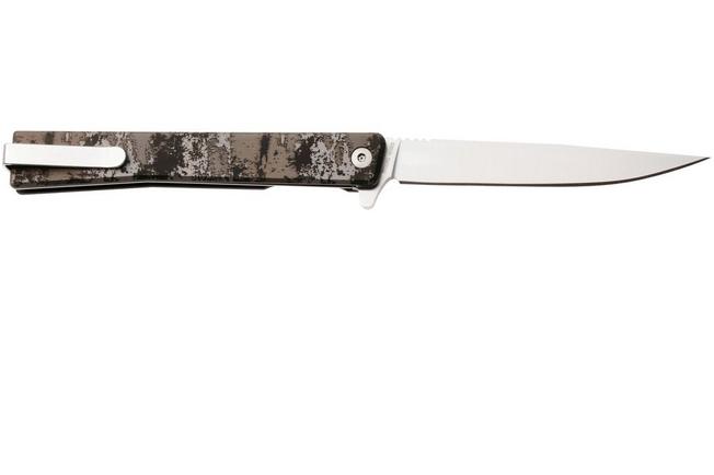 Afbeelding voor Ocaso Solstice 10GCS, Satin CPM S35VN, Grunge Camo Titanium zakmes, Andrew Demko design