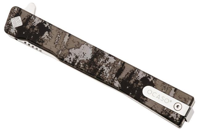 Afbeelding voor Ocaso Solstice 10GCS, Satin CPM S35VN, Grunge Camo Titanium zakmes, Andrew Demko design