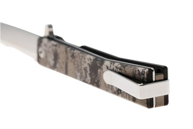 Afbeelding voor Ocaso Solstice 10GHS, Satin CPM S35VN Harpoon, Grunge Camo Titanium zakmes, Andrew Demko design