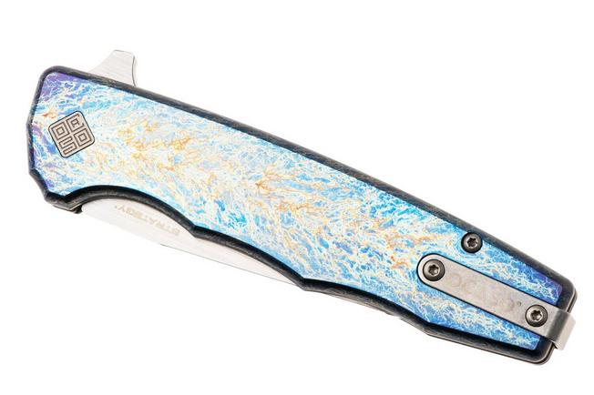 Afbeelding voor Ocaso Strategy 29TAS Anodized S35VN, Satin PVD Titanium, zakmes, Mike Wallace design