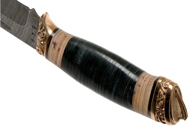 Imagen para Olamic Voykar, Damascus, Leather Birch Bark Handle, cuchillo fijo