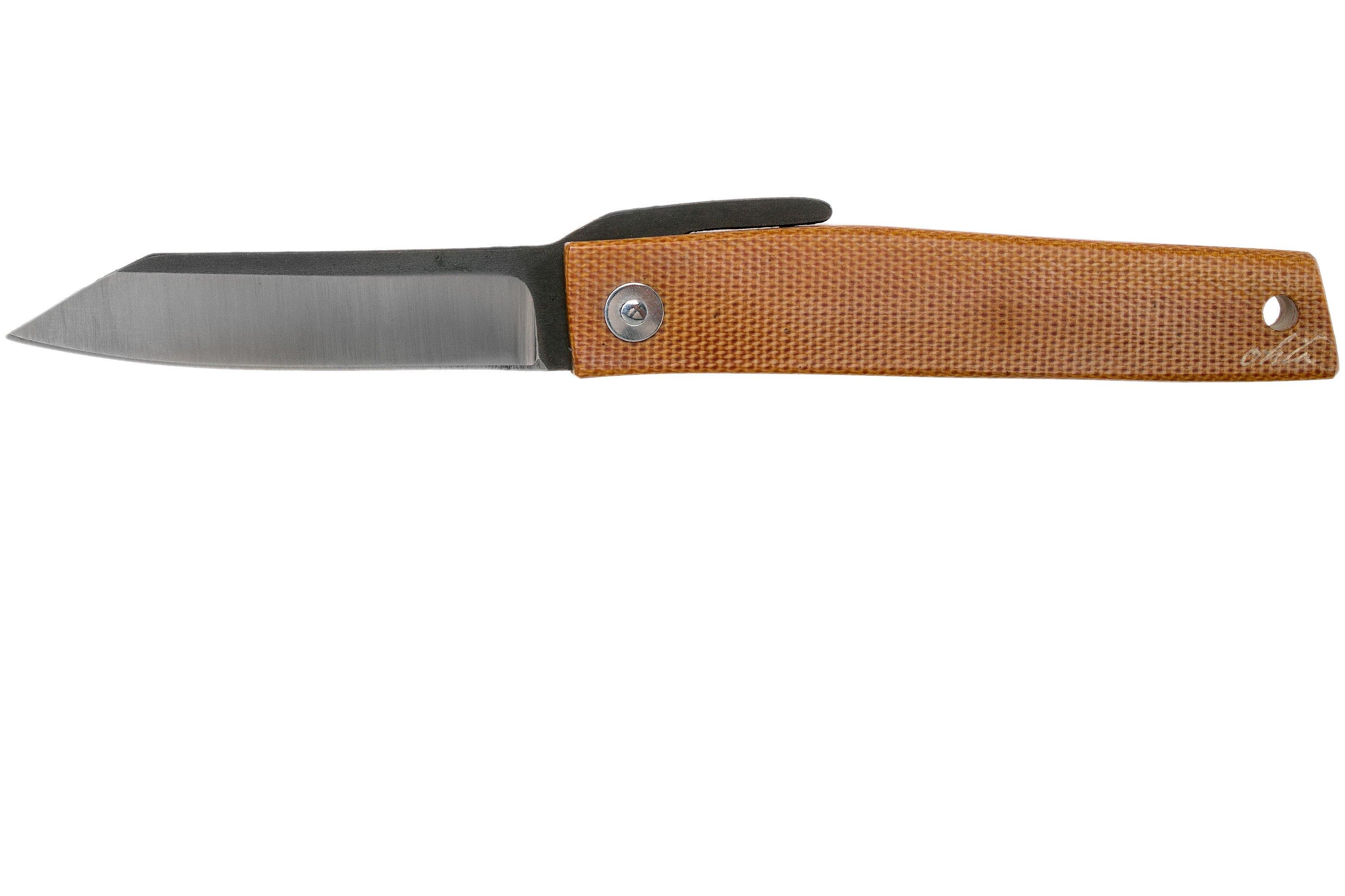 Ohta FK7 Higonokami-pocket knife, Natural Canvas Micarta