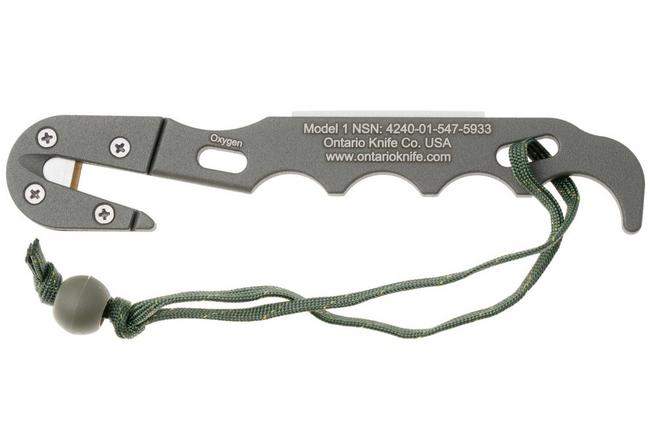 Afbeelding voor Ontario Model 1 Strap Cutter 1406 Foliage Green Aluminium, snijhaak, nylon schede