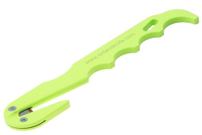 Afbeelding voor Ontario Economy Strap Cutter 1420 Neon Green, snijhaak, zwarte nylon schede