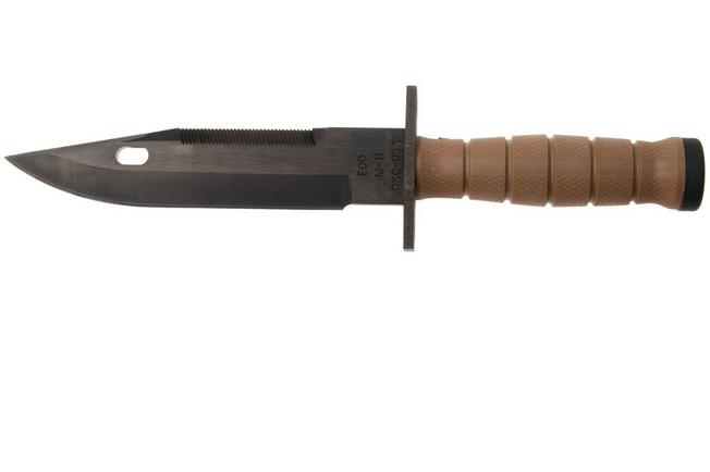 Afbeelding voor Ontario M11 EOD Bayonet 1982 Black 420, Sawback, Tan Modified Kraton, bajonet