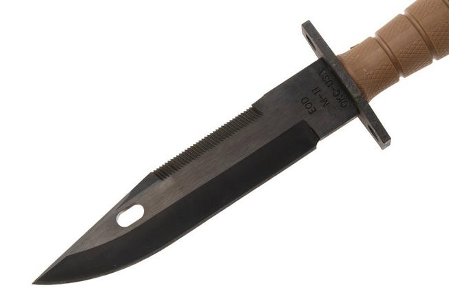 Afbeelding voor Ontario M11 EOD Bayonet 1982 Black 420, Sawback, Tan Modified Kraton, bajonet