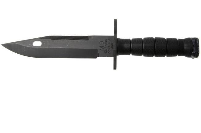 Afbeelding voor Ontario M-9 Combat Bayonet 6143GOV Black 420 Sawback, Black Modified Kranton, bajonet