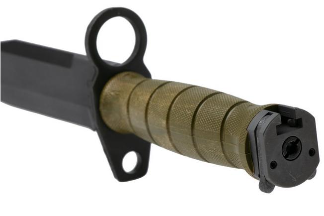 Afbeelding voor Ontario M-9 Combat Bayonet 6221 Black 420, OD Green Modified Kraton, bajonet