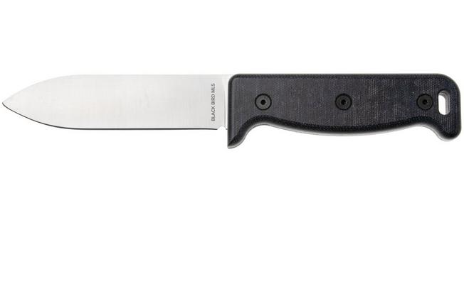 Afbeelding voor Ontario Black Bird ML5 7502BL Satin 420HC, Blue Micarta, vaststaand mes, Paul Scheiter design, lederen schede