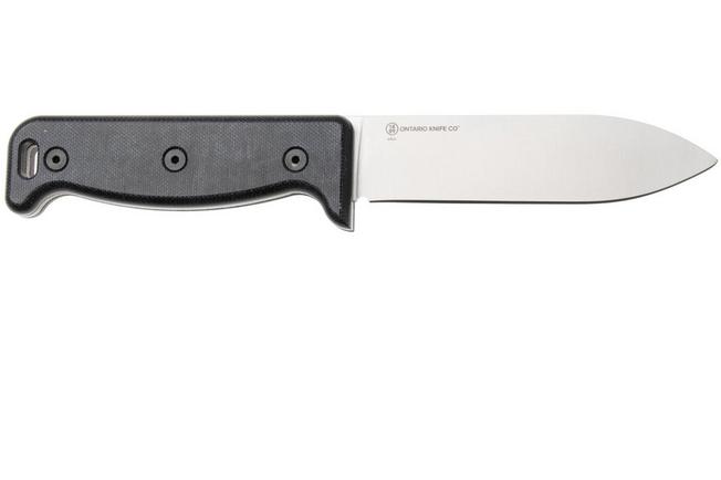 Afbeelding voor Ontario Black Bird ML5 7502BL Satin 420HC, Blue Micarta, vaststaand mes, Paul Scheiter design, lederen schede