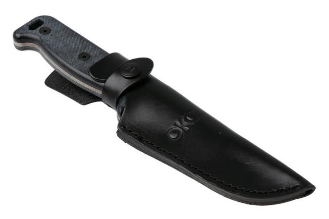 Afbeelding voor Ontario Black Bird ML5 7502BL Satin 420HC, Blue Micarta, vaststaand mes, Paul Scheiter design, lederen schede