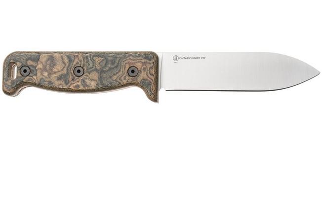 Afbeelding voor Ontario Black Bird ML5 7502N Satin 420HC, Camo Micarta, vaststaand mes, Paul Scheiter design, nylon schede