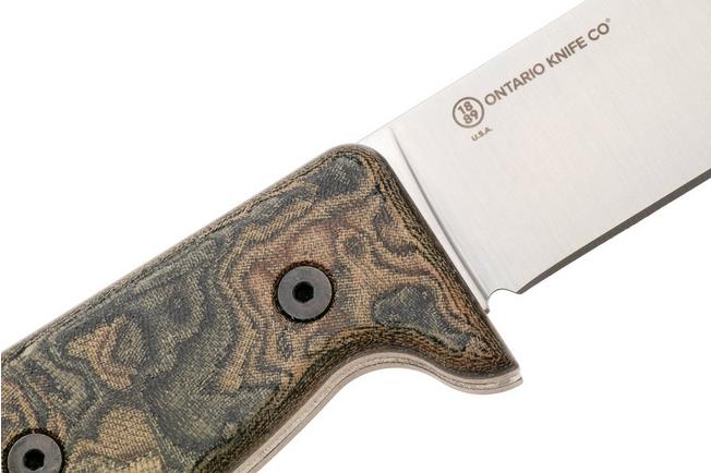 Afbeelding voor Ontario Black Bird ML5 7502N Satin 420HC, Camo Micarta, vaststaand mes, Paul Scheiter design, nylon schede