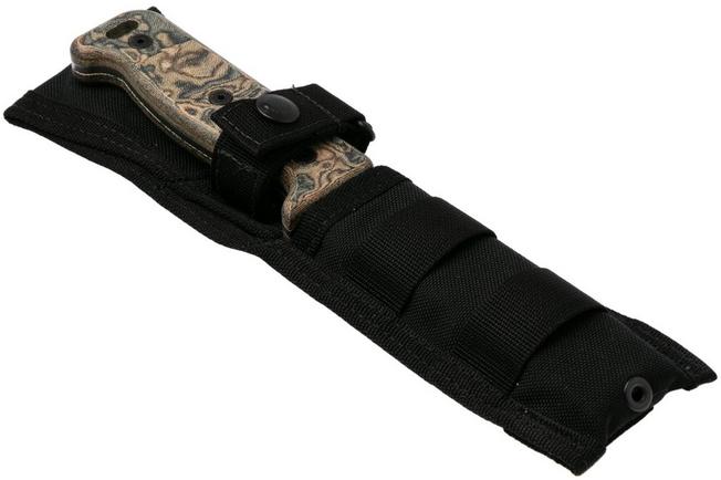 Afbeelding voor Ontario Black Bird ML5 7502N Satin 420HC, Camo Micarta, vaststaand mes, Paul Scheiter design, nylon schede