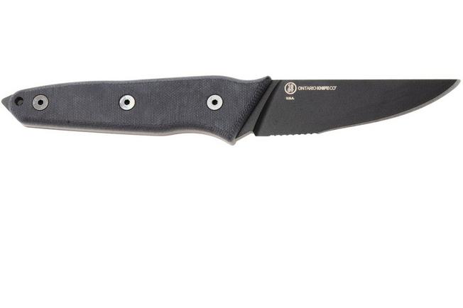 Afbeelding voor Ontario Stealth 8198 Black Serrated S35VN, Black Micarta, vaststaand mes