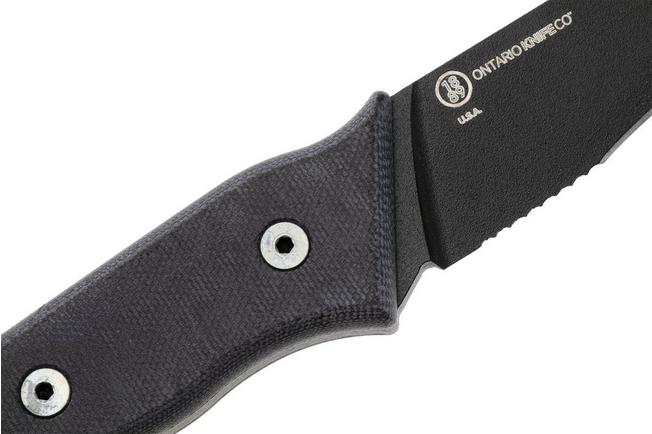 Afbeelding voor Ontario Stealth 8198 Black Serrated S35VN, Black Micarta, vaststaand mes