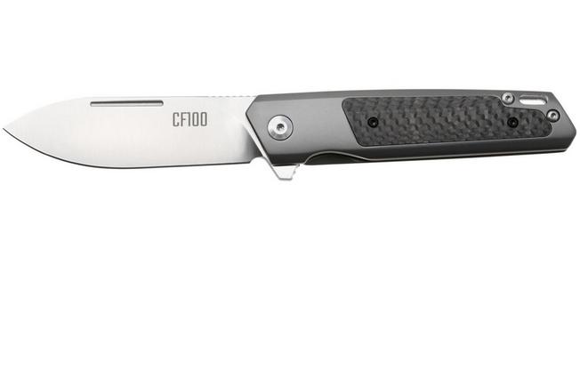Afbeelding voor Ontario CF100 ON8600 Satin 14C28N, Gray Matt Stainless Steel, Carbon Fiber Inlay, zakmes