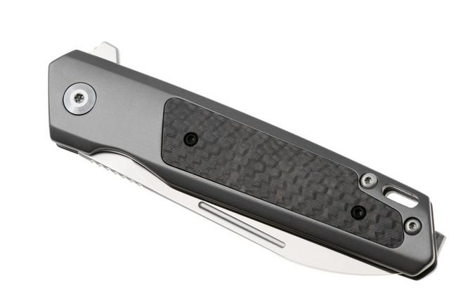Afbeelding voor Ontario CF100 ON8600 Satin 14C28N, Gray Matt Stainless Steel, Carbon Fiber Inlay, zakmes