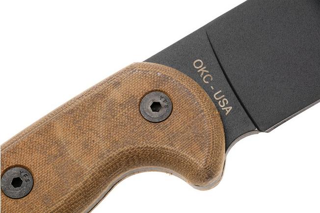 Afbeelding voor Ontario RTAK II 8644 ,125th Anniversary, Black 5160 Carbon, Natural Canvas Micarta, kapmes