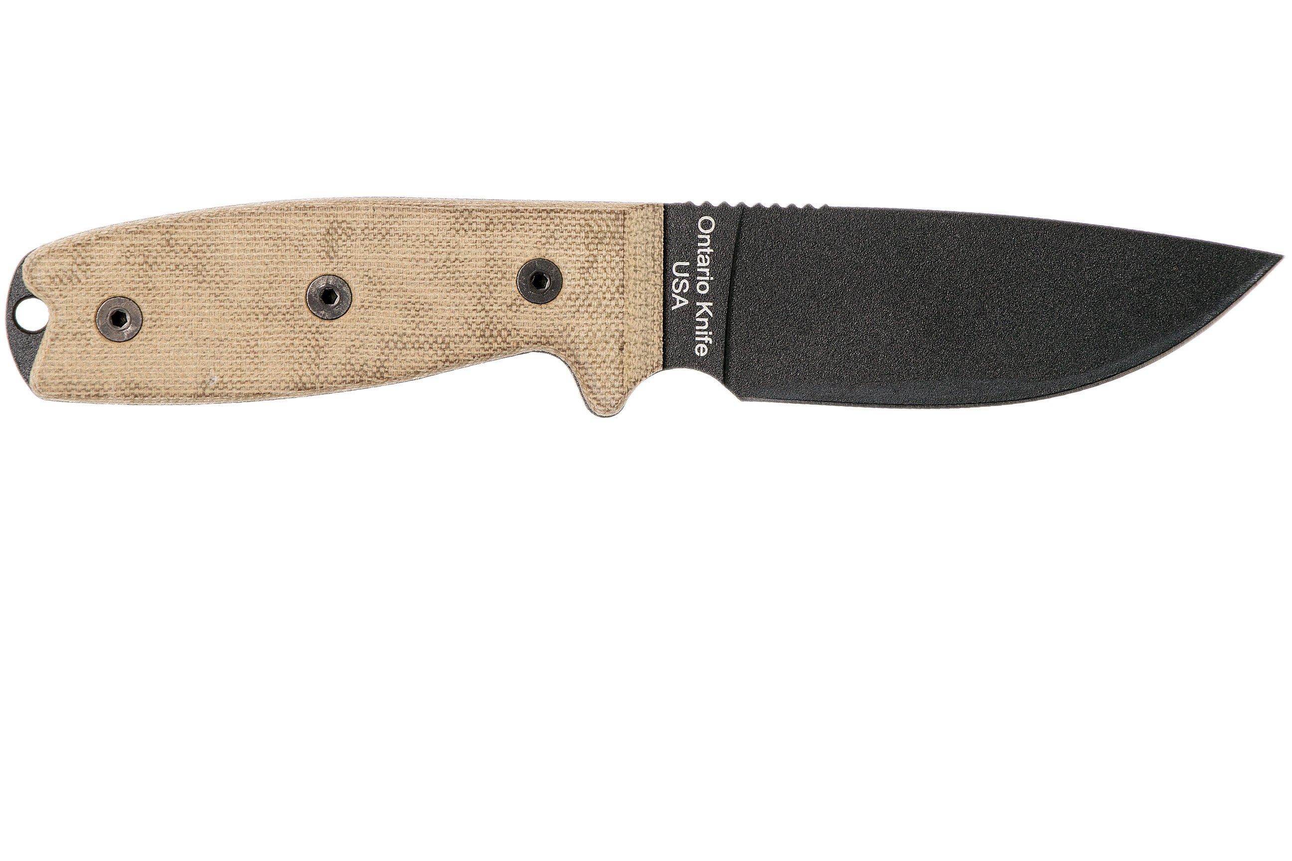 Couteau de Survie Ontario RAT-3 Lame Acier Carbone 1095 Etui Made USA ON8665 